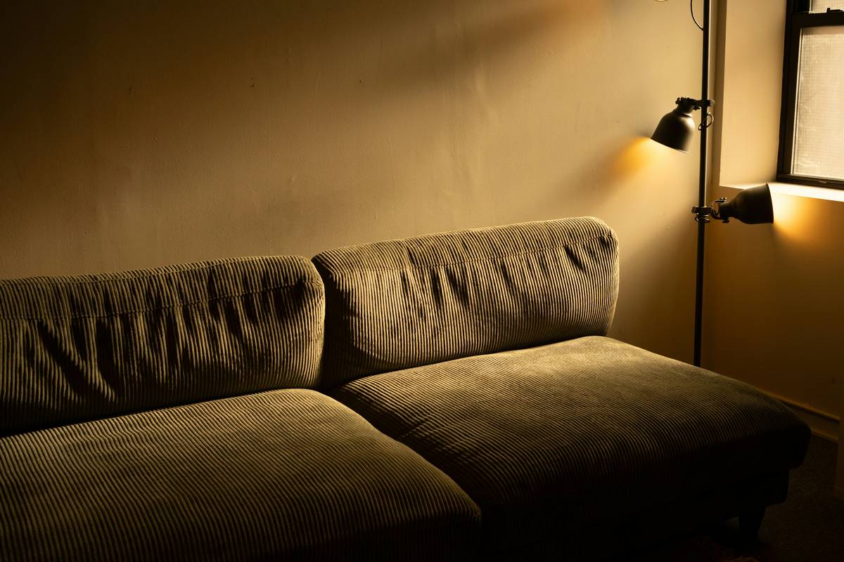 Living room with updated mood lighting for living room featuring layered ambient, task, and accent lights