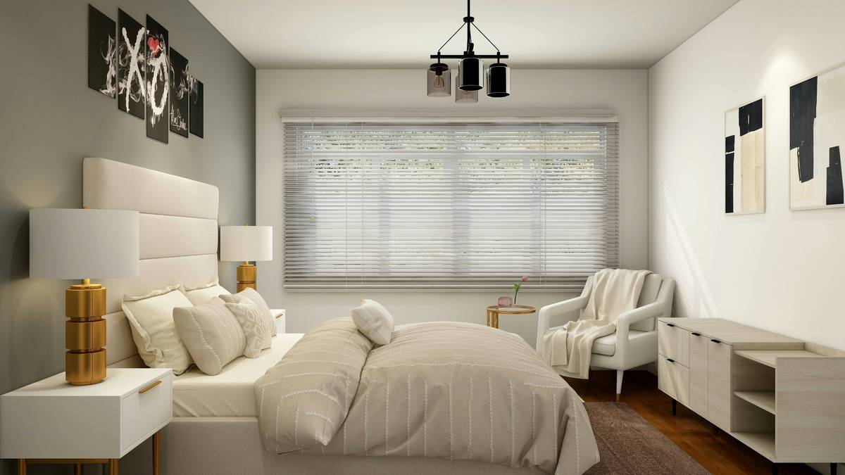 Living room with updated mood lighting for relaxation using layered indirect warm white fixtures